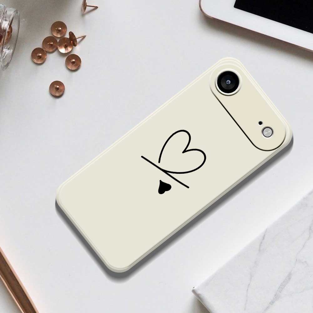 For iPhone 17 Air Case Black Love Pattern Printing Straight Edge TPU Phone Back Cover