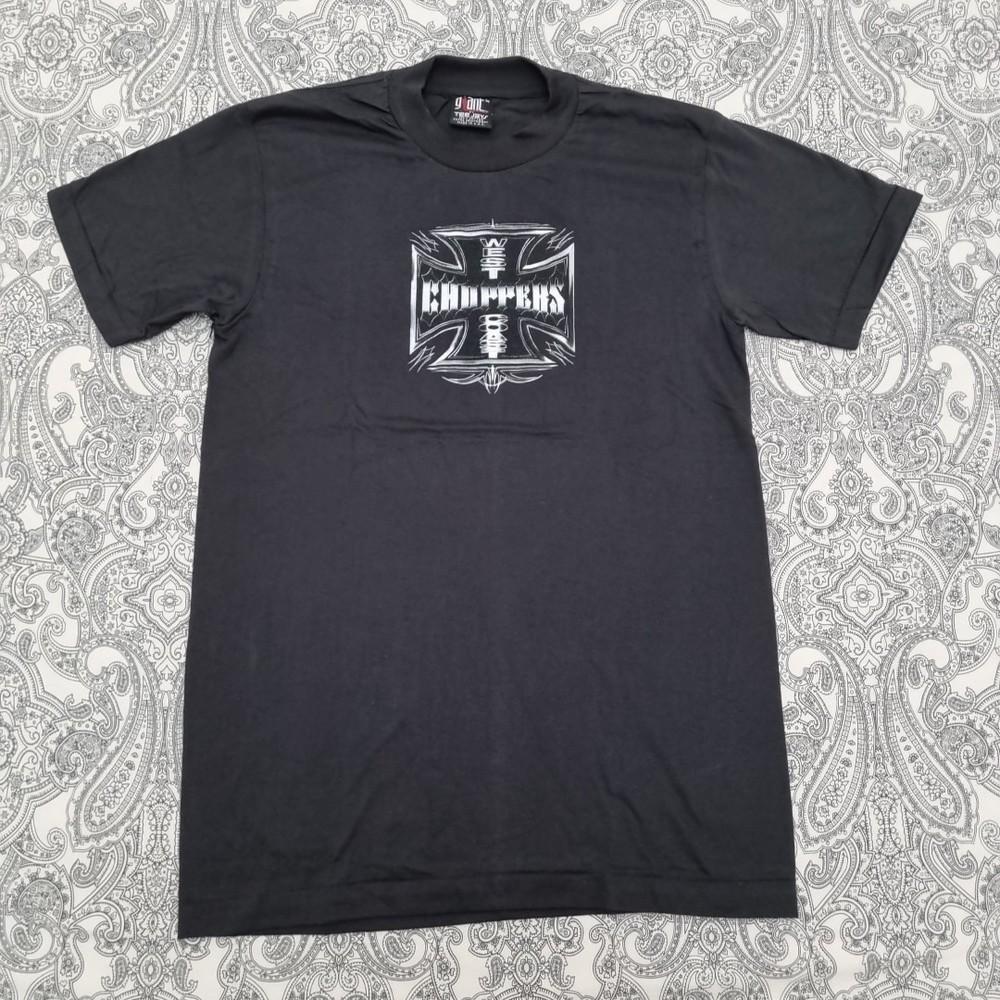 West Coast Choppers Cross T-shirt Black White Logo Print Tee Medium