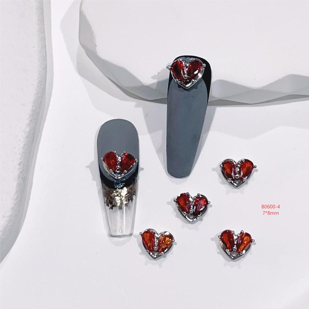 Heart Chain Tassel Alloy Nail Art Jewelry Stickers with Zircon Accents