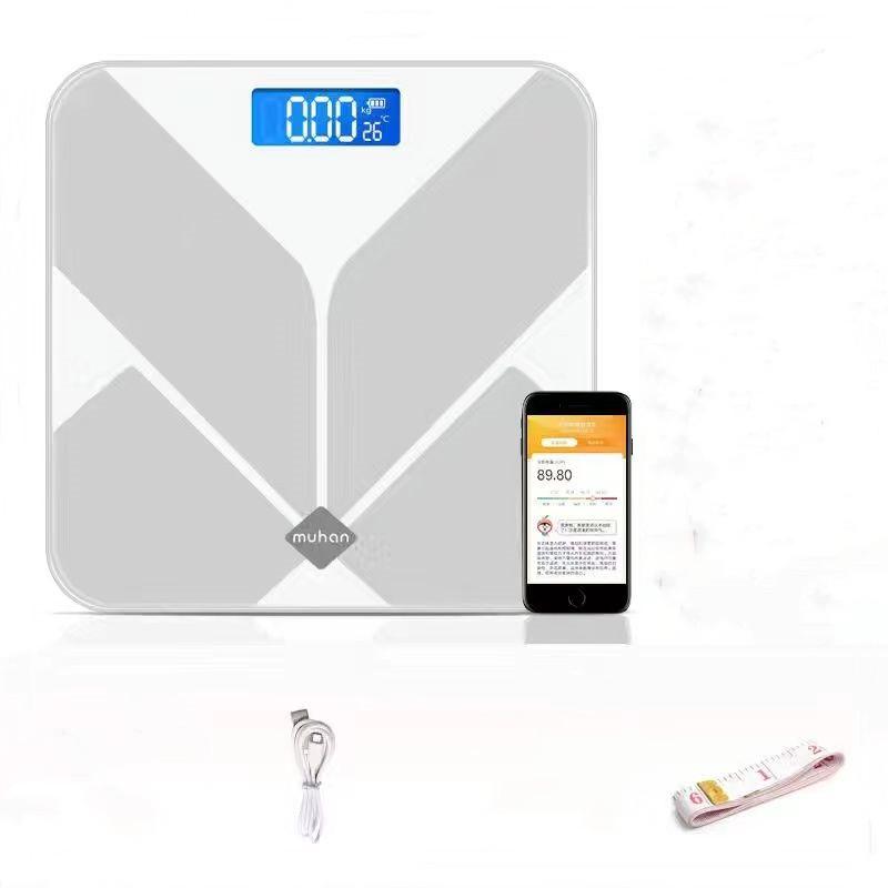 Cantar de baie Cantar digital inteligent cu LED-uri Cantar electronic compatibil cu Bluetooth Bmi Analizor de compozitie a grasimilor Cantar de echilibru