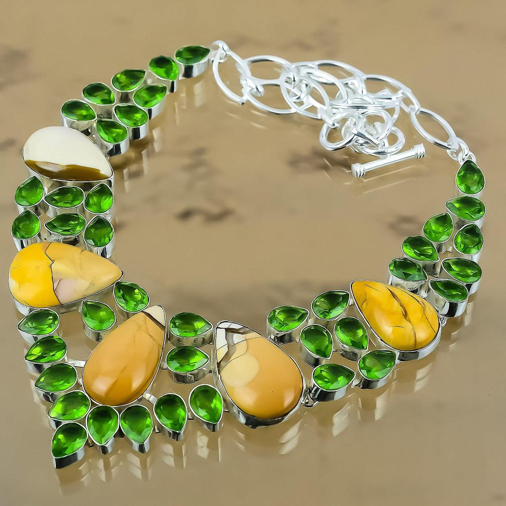 Gift For Women Chain Adjustable Necklace 925 Silver Natural Brecciated Mookaite