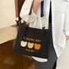 Large Capacity Bear Shoulder Bag Korean Style Canvas Handbag Cartoon Tote Bag  Office Worker