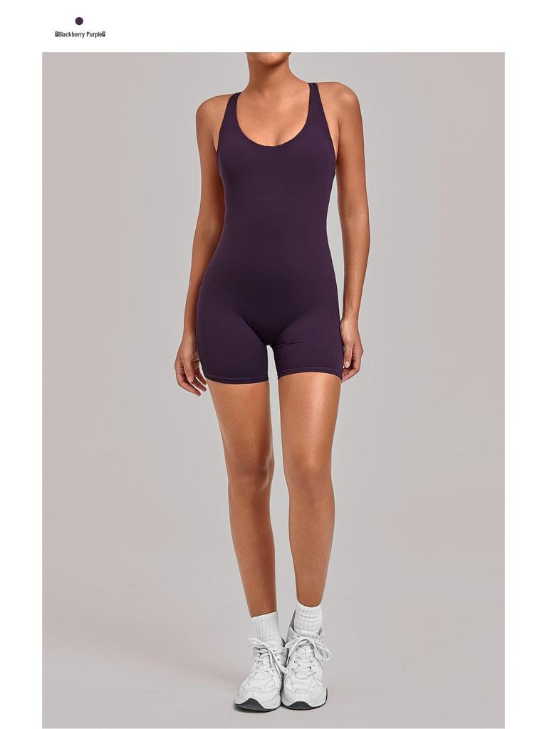 Nouveau Body de Sport Yoga Européen et Américain: Combinaison une pièce à dos croisé, ajustée, pour le fitness et la course à pied