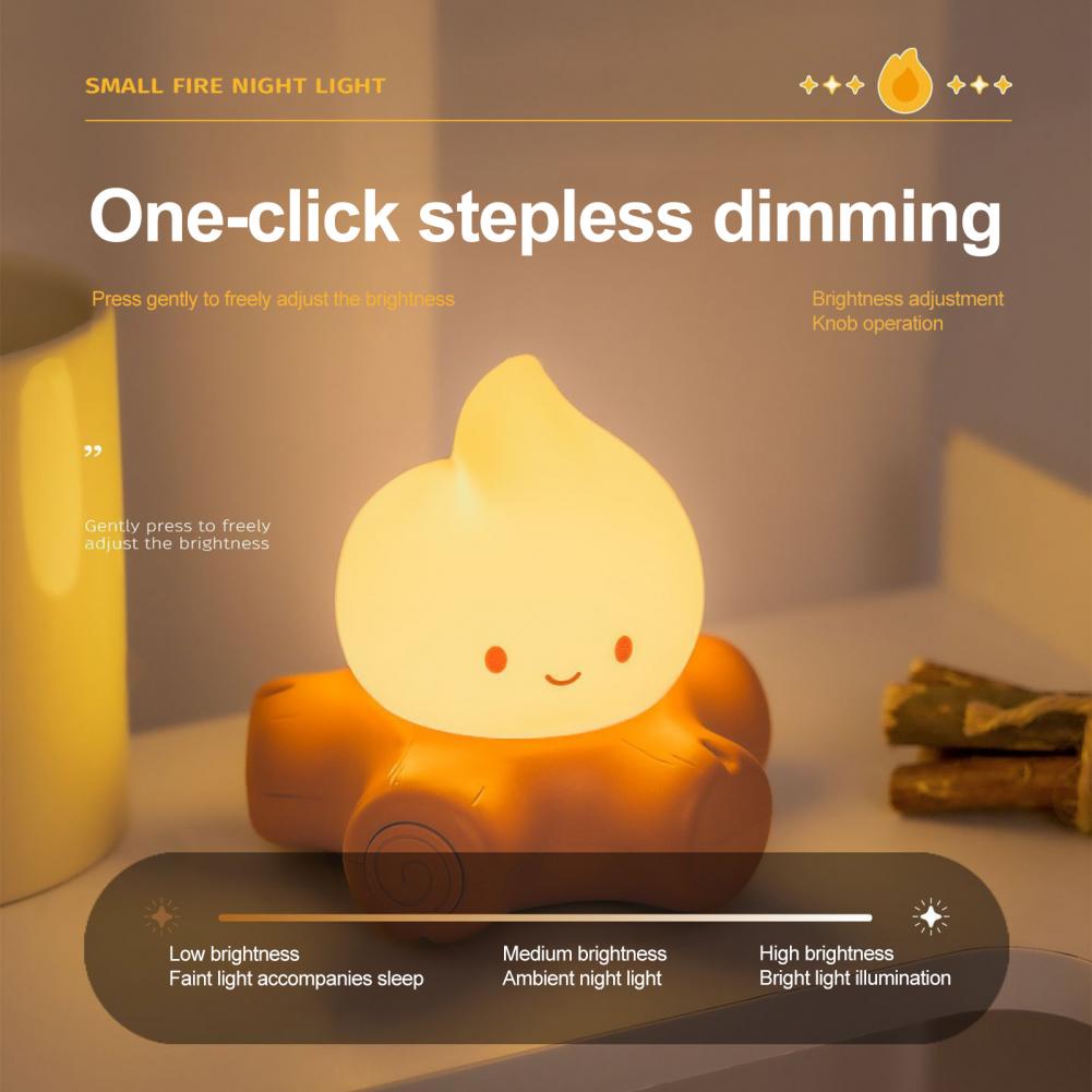 Nachtlicht aus lebensmittelechtem Silikon Mädchenzimmerdeko Nachtlicht Lagerfeuerform Nachtlicht mit langer Akkulaufzeit USB-C für Schlafzimmer