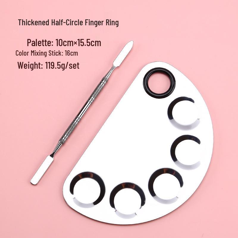 Stainless Steel 5-Well Semi-Circular Makeup Mixing Palette for Artists