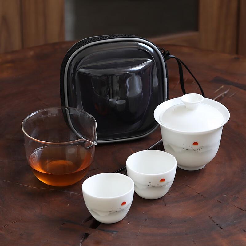 Shangqi Portable Mutton Fat Jade Travel Tea Set