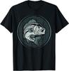 Outdoor Nature Wildlife Fish Graphic Black Cotton T-Shirt