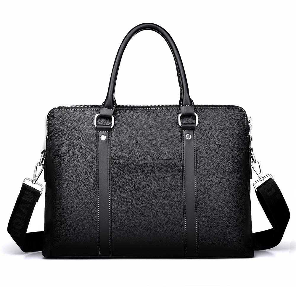Men's Bag Business Commuter Shoulder Bag Men's Tote Computer Bag Horizontal Double Zipper Briefcase Crossbody Bag