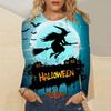 Dames avslappet mote Halloween-trykk langermet genser T-skjorte topp