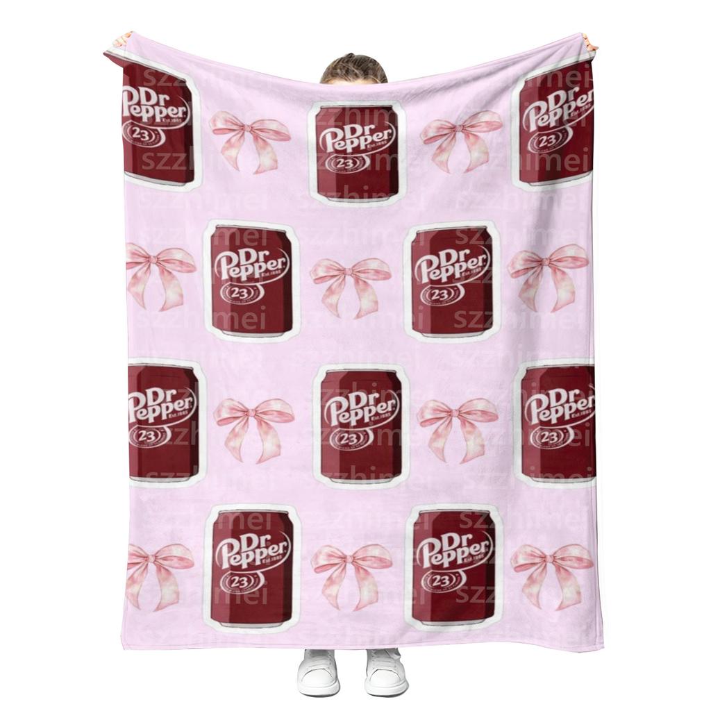 New Customizable Printing Trendy Fashion Soft Drink Dr Peppers Dr.Peppered Fleece Flannel Throw Blankets