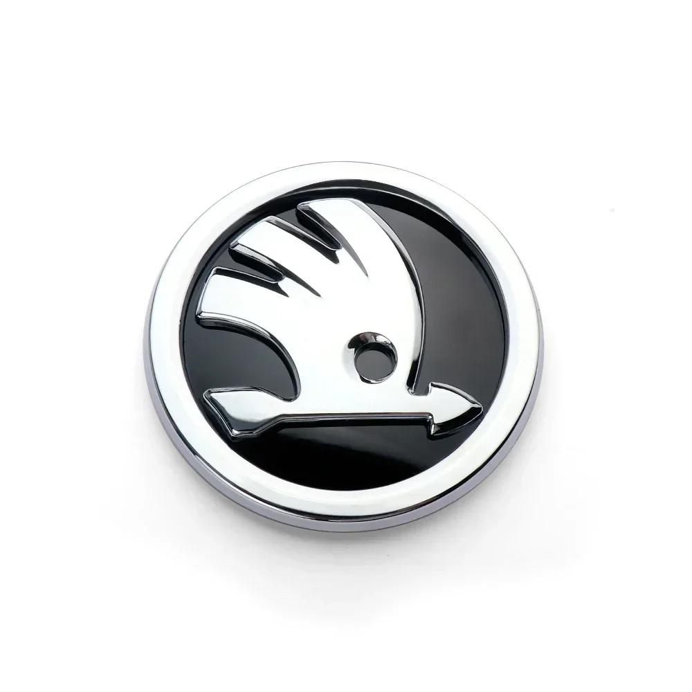 ABCDGI1 Car Sticker 2025 New ABS 80/90/100mm Car Front Hood Badge Bonnet Emblem Trunk Sticker For Skoda Yeti Octavia Kamiq Fabia Kodiaq