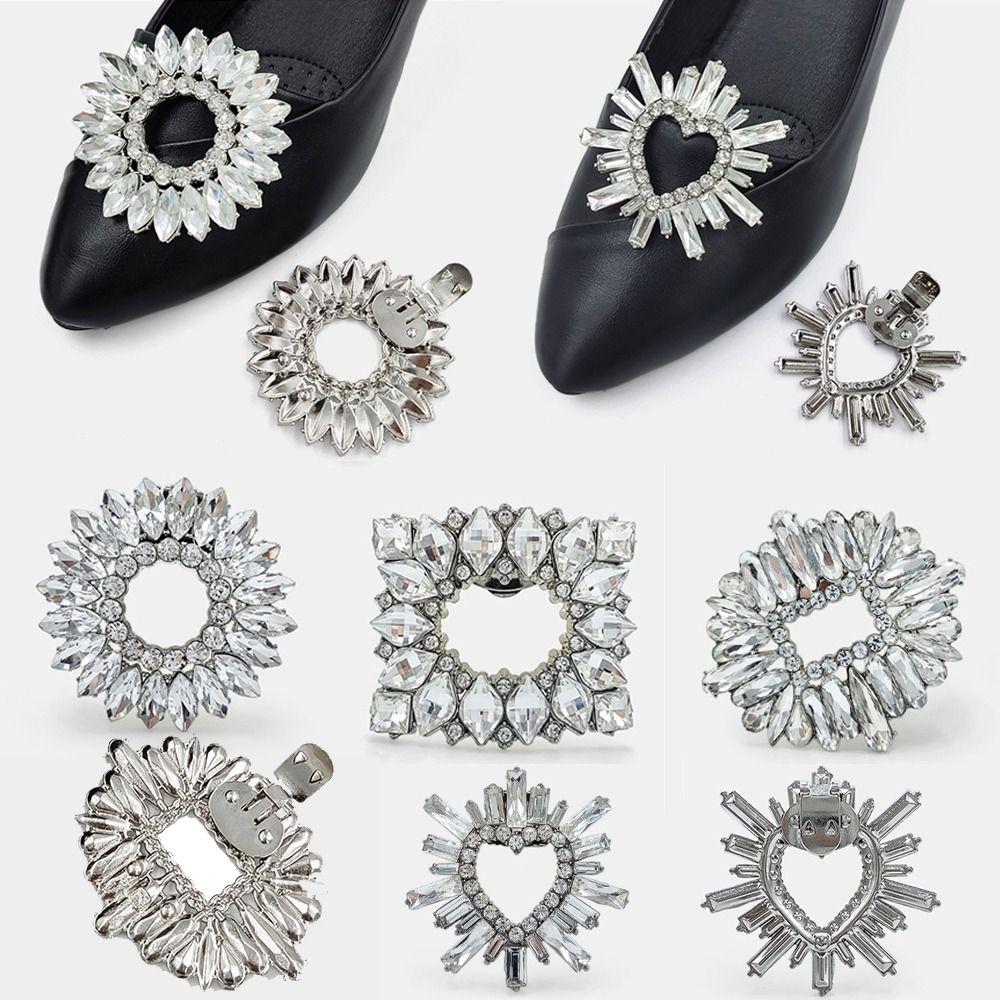 1 Paar Modische Glänzende Schuhclips Abnehmbare Blumen-Schuhdekorationen Clip Strass-Charme-Schnalle Hochzeit