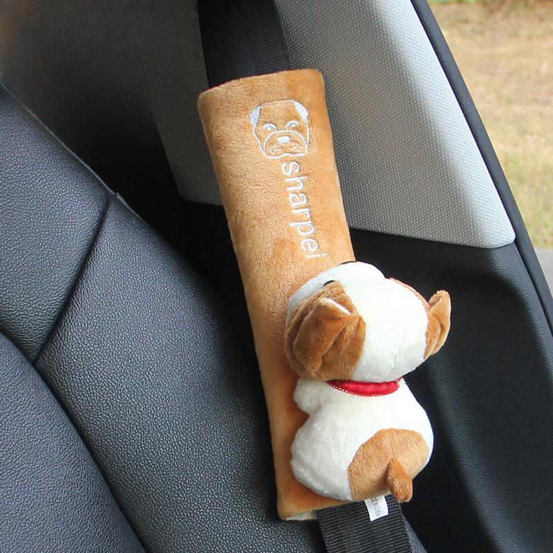 Kawaii Plush Kitten Car Safety Belt Cover Pads Universal Auto Shoulder Cushion Protector Vehicle Seat Strap for Women Children