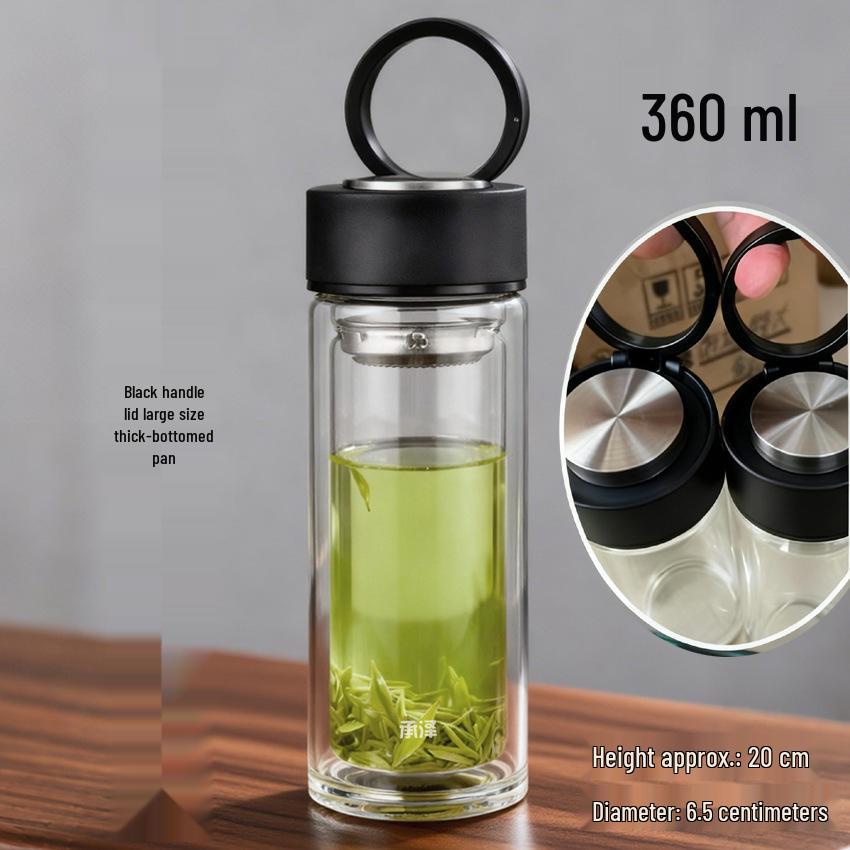 High-Temperature Resistant Double-Layer Printed Borosilicate Glass Tea Cup