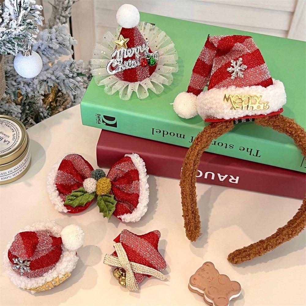 Merry Christmas Decor Christmas Hairpin Sequin Bell Christmas Hat Headband Red Barrette Santa Claus Children Antler Hair Clip