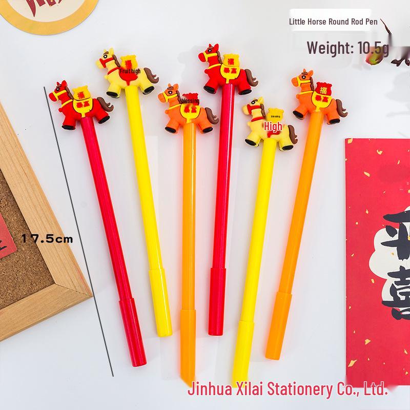 2026 Year of the Horse Clickable Multi-color Ballpoint Pen - Cute Red Heart Design with Little Horse Theme