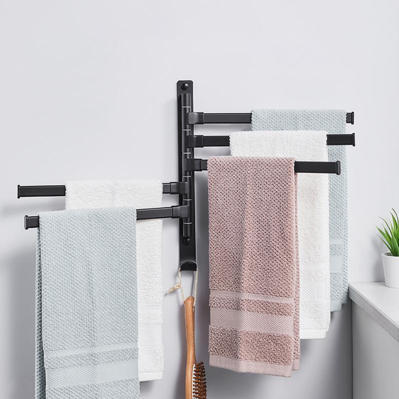 180° Rotatable Towel Holder Space Aluminum Shower Room Towel Hanger Multifunctional Storage Organizer For Bathroom Accessories