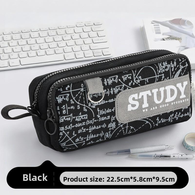 Oxford Cloth Double Layer Pencil Case For Students With Large Capacity And Minimalist Style
