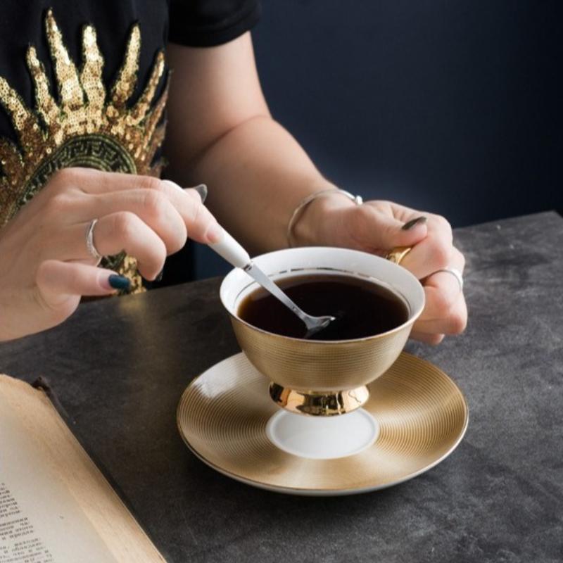 200ml Evropská sada hrnků na kávu Bone China Keramická čajová sada Mramorový proužek Luxusní dárky Porcelánové Nádobí Hrnek na čaj Nádobí na párty