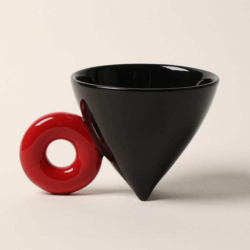 Ceramic Coffee Cup  Pivot Scented Tea Office Light Luxury Water Cup Household Hand Punch Conical  European Style