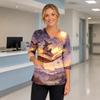 Women's Halloween Costume Top V-Neck Pockets Side Slit Three-Quarter Sleeves