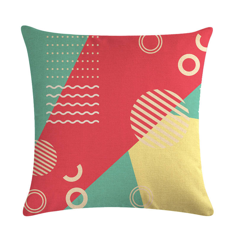 Buy Memphis Design Cushion Cover Linen Cotton Lovely Geometric Pattern Sofa Pillow Cover Home