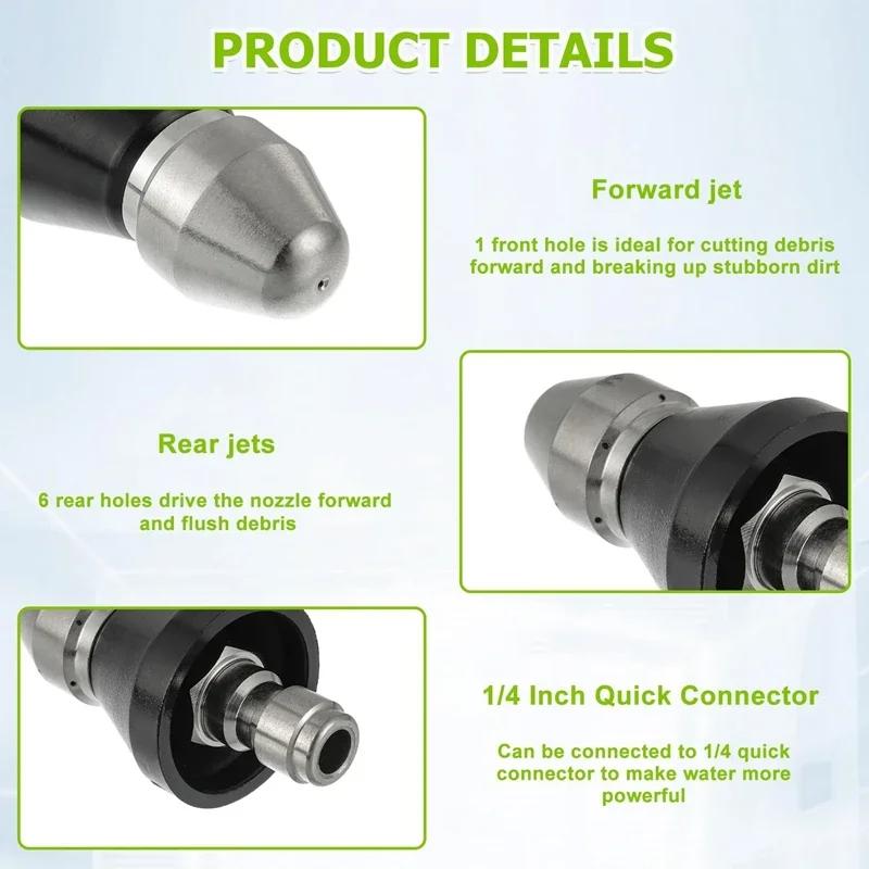 Universal 1/4" High-Pressure Pipe Dredging Nozzle - Municipal Sewage Cleaning Machine Bullet Nozzle