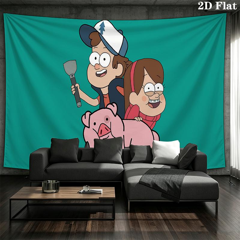 Gravity Falls Wall tapestry, aesthetic printed fabric blanket, suitable for bedroom, living room, and home decor.