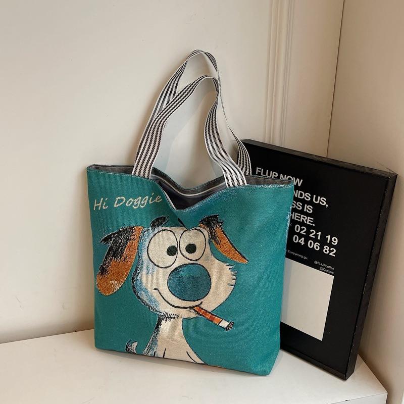 Large capacity linen canvas shoulder bag women's bag new trendy versatile cute leisure bag handbag