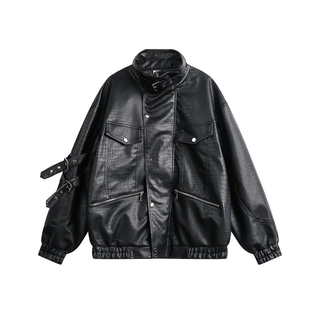 ANSWER ME Unisex Retro PU-Leder Motorradjacke - Trendy, Locker, Lässiger Mantel W251