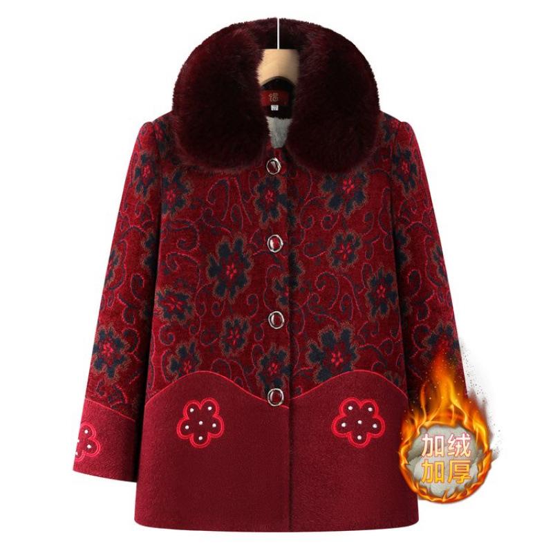 Winter coat thickened - 0 years old winter velvet coat on the old lady's cotton coat