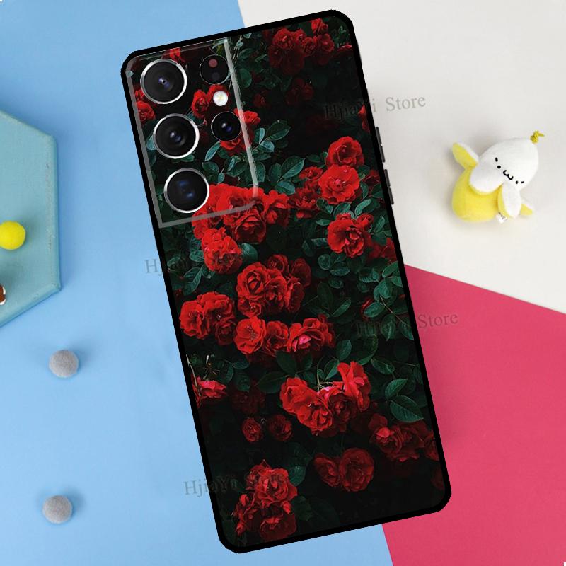 Red Rose Flower Phone Case For Samsung Galaxy S23 S22 Ultra Note 20 10 S8 S9 S10 Plus S20 FE S21 FE Cover