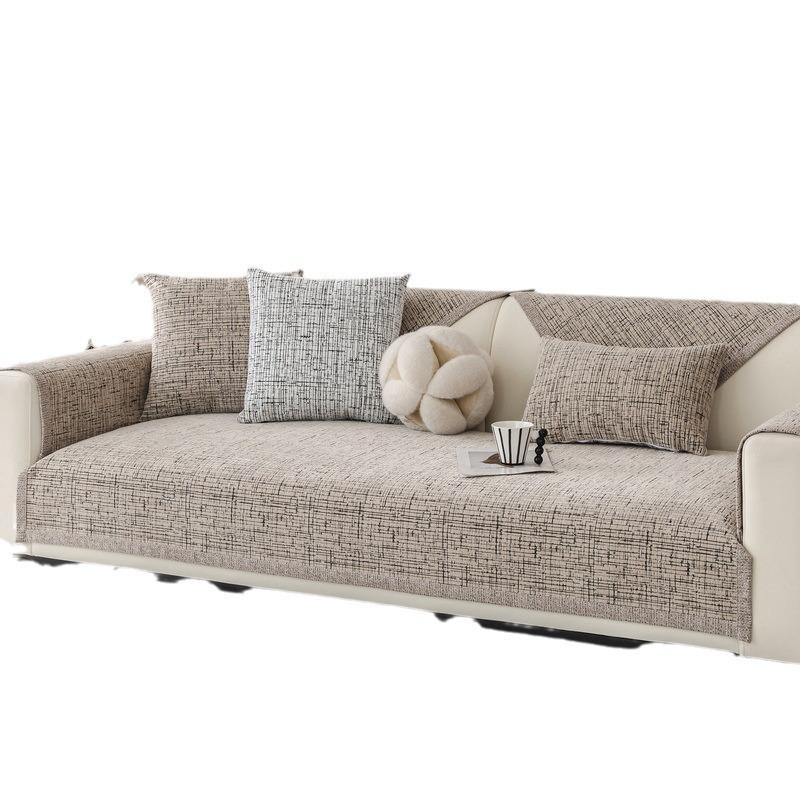 Chenille Small Fragrance Sofa Cushion, Universal Non-slip Cover for All Seasons, Straight Seat Cushion