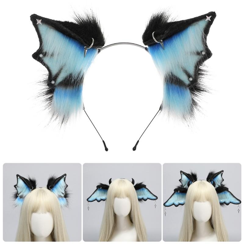 Anime Headband Bendable Devil Bat Ear Hairhoop Girl Halloween Dress Up Hairband  Costume Masquerades Headwear