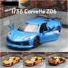 1/36 Chevrolet Corvette Z06 Toy Car Model for Children RMZ CiTY Diecast Racing Miniature Pull Back Collection Gift for Kid Boys