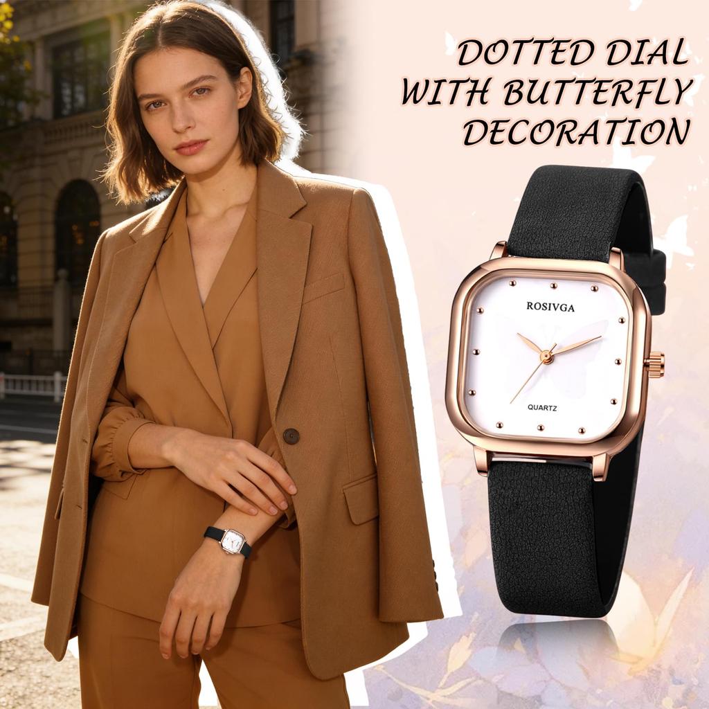 Women's Watch Leather Strap Simple Antique Square Analog Waterproof Leather Belt Casual Business Fashion Watch Women's Accessories - Birthday
