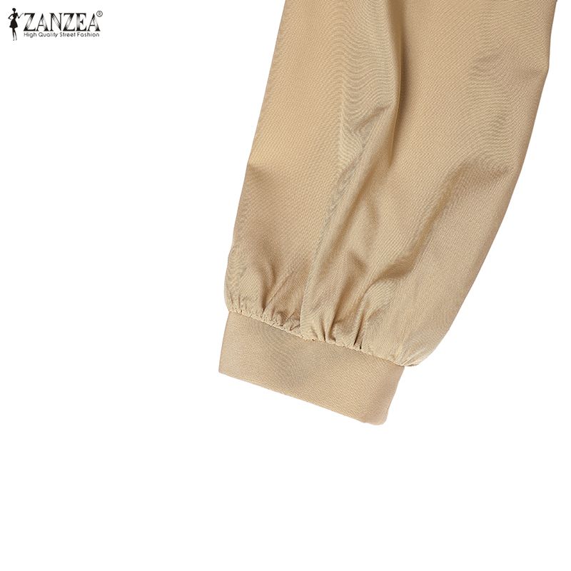 ZANZEA Damen Freizeitkleid mit Rundhalsausschnitt und langen Ärmeln, locker