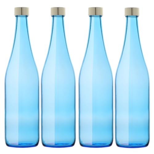 

Glass Water Bottles, 720ml, Sky Blue, Set of 4, Storage, Refillable, Made in Japan, GLASS BOTTLE LB720PGSB4
