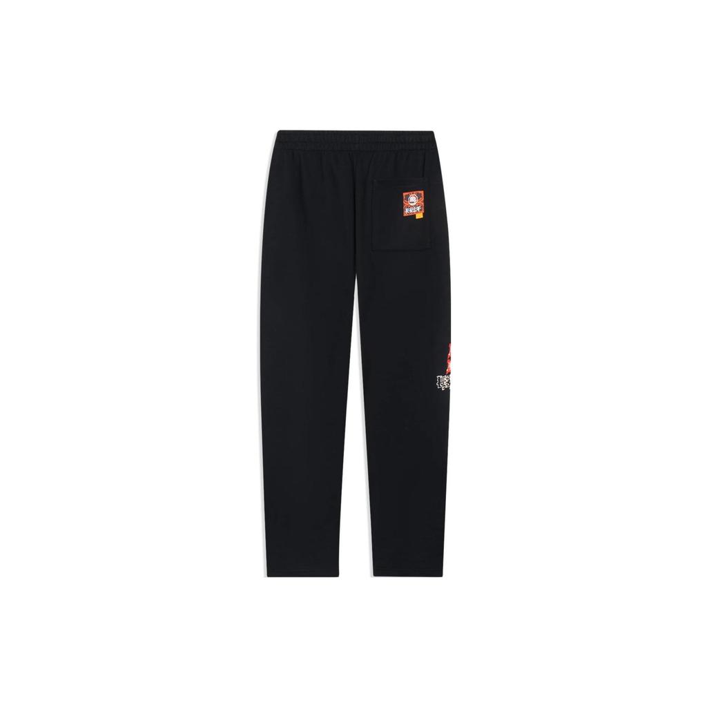 Li-Ning Badfive Solid Color Logo Print Straight-Leg Sports Pants Men Bottoms Black AKLSF27-2