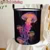 1pc Laundry Basket, Colored Jellyfish Design Storage Basket. Foldable with Handle, Polyester Material, Perfect for Organizing Rooms and Storing Clothe