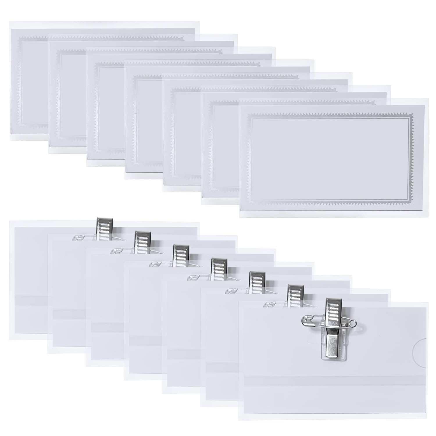 

Name Tag Set of 50 Name Tag For Both Safety Pins and Hard Sheet Transparent Name Tag Suitable for Employee ID Hard Clip, Case, Clips, PVC, Holder,