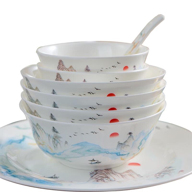 42-Piece Northern Landscape Bone China Dinner Set