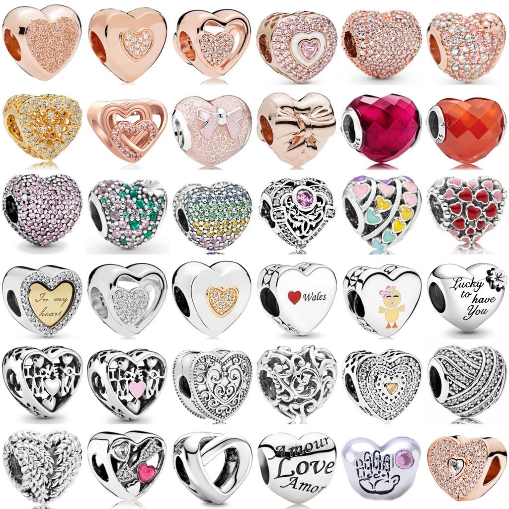 925 Silver Red Heart Duck Mother Charm Beads Fit Original Bracelet Necklace Jewelry Making Gift