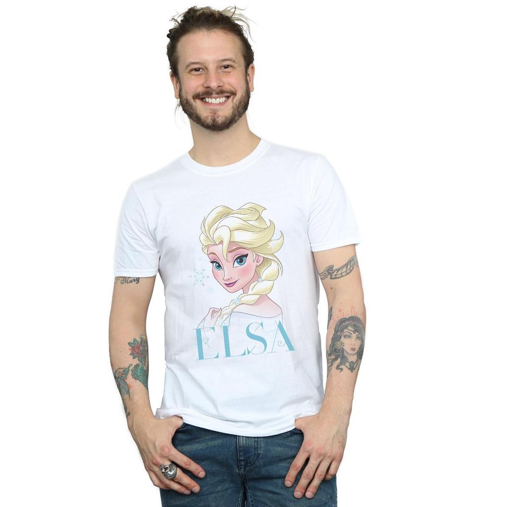 Disney Mens Frozen Elsa Snowflake Portrait T-Shirt