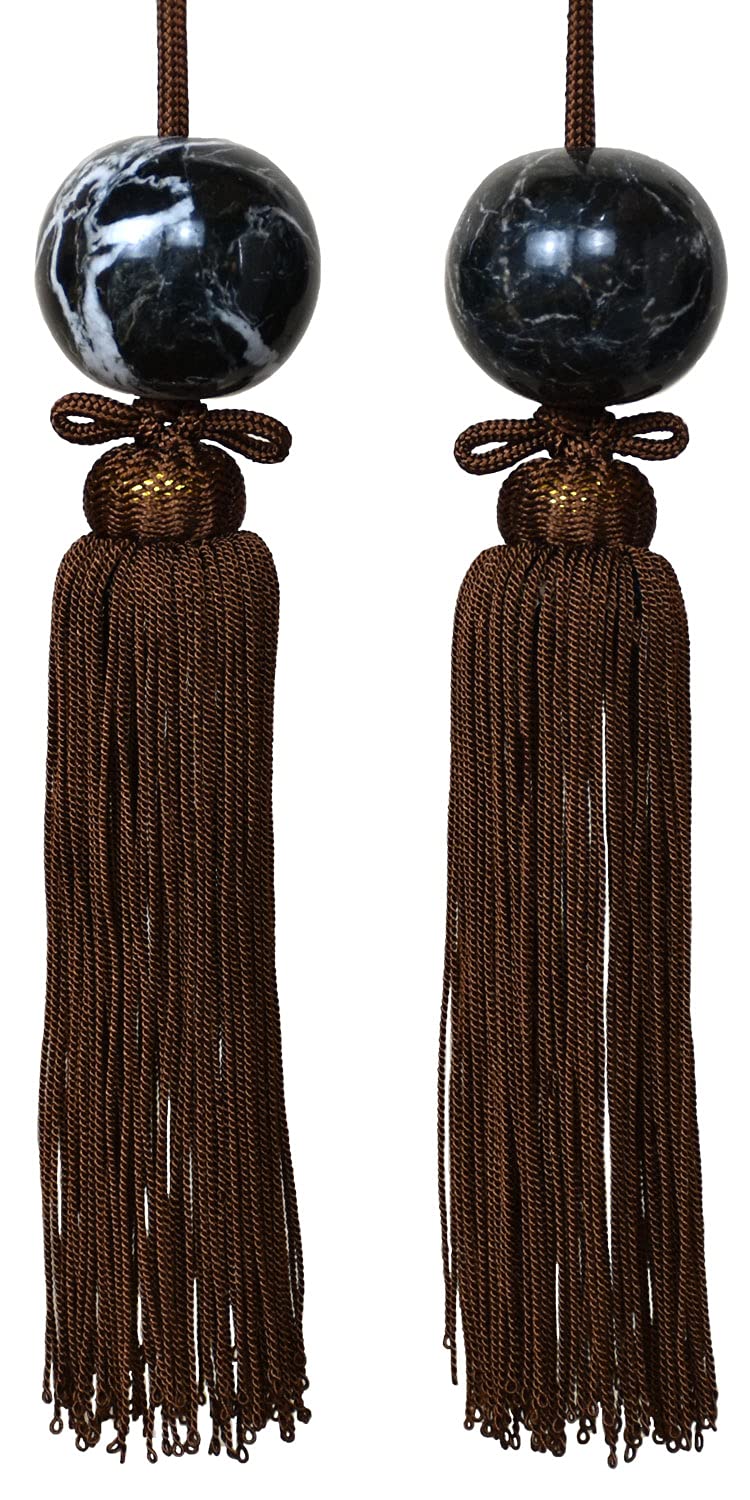 

Natural Stone Wind Chime, Marble Round Bead, Hanging Scroll Decoration (Tassel: Brown), Choose Your Tassel Color