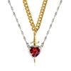1Pc Gothic Punk Sword Heart Creative Couple Necklace for Women Men Lovers Sparkling Heart Pendant Jewelry Accessories Gifts