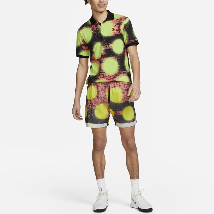 Nike Pattern Printed Short Sleeve Polo Shirt Men tops Black DV9048-702