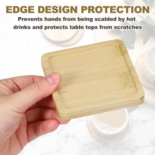 uxcell Wooden Coasters, Pack of 2, Square, 90x90x10mm, Heat Resistant, Non-Slip, for Candle Tray Decoration, Restaurant, Bedroom, Beverage, Coffee, Ba