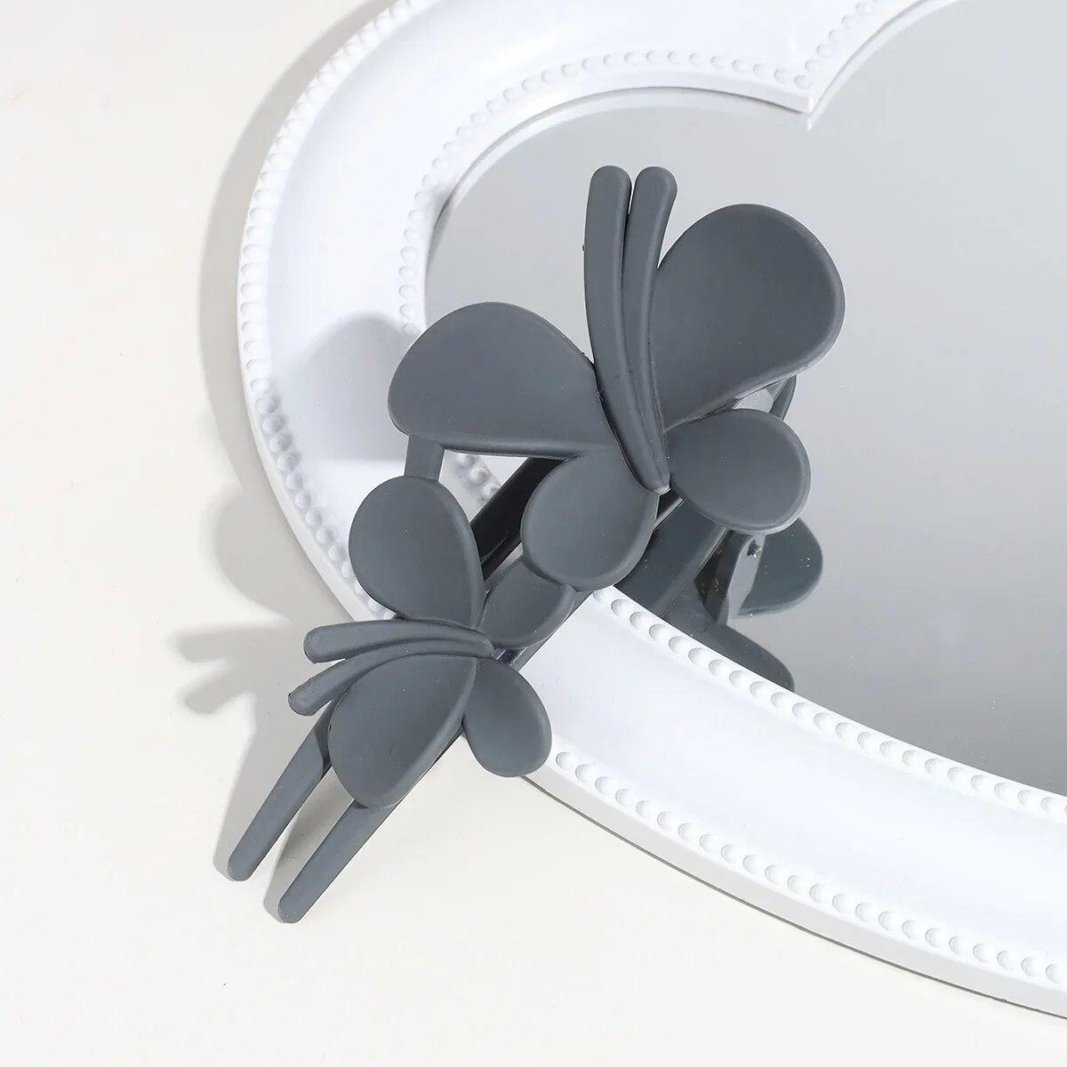 

Большие двойные заколки для волос в форме бабочки, женские темпераментные элегантные заколки для хвоста на затылке, заколка для волос, матовый зажим в виде утконоса