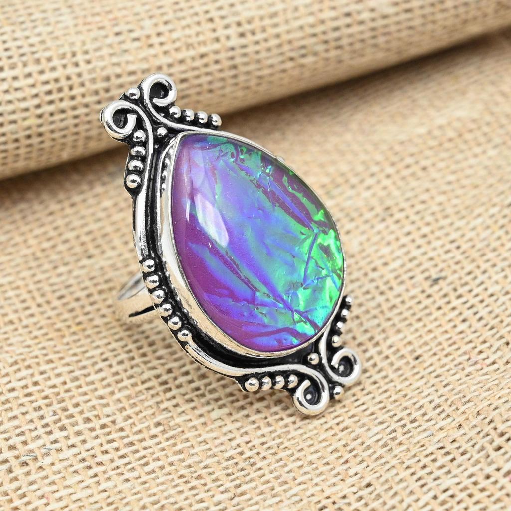 Roz Triplet Opal Gemstone 925 Sterling Silver Bijuterii de designer Femei Inel Toate Marimile